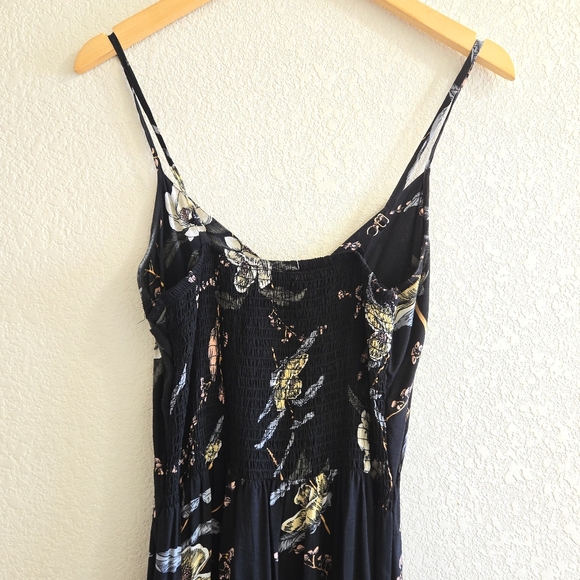 Black Floral Wrap Around Maxi Dress, Short in the front and Long in the back - Picture 4 of 8